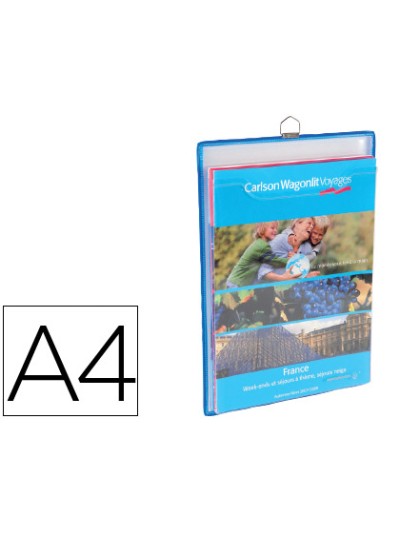 Funda para colgar tarifold din a4 anilla metalica formato vertical pack de 5 5 unidades color azul