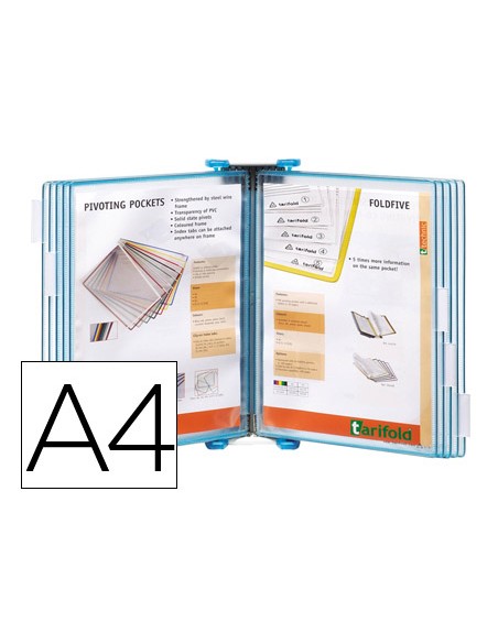 Portacatalogo de pared polipropileno tarifold con 10 fundas din a4 color azul