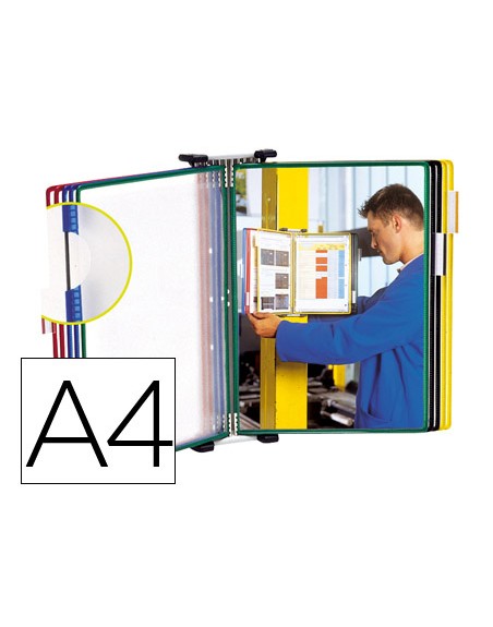 Portacatalogo de pared metalico tarifold con 10 fundas din a4 colores surtidos