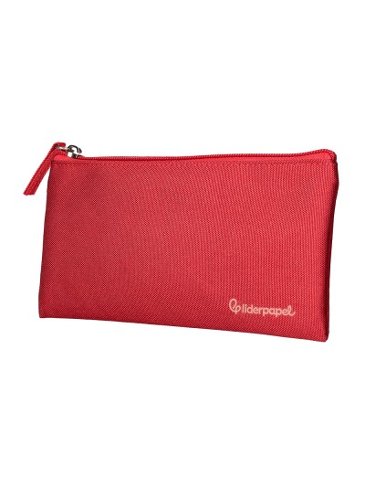 Estuche portatodo liderpapel plano ancho una cremallera 200x100 mm rojo