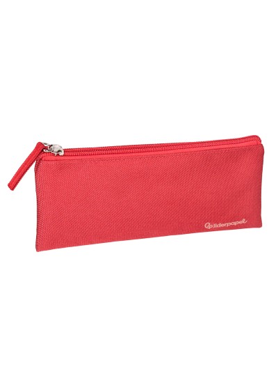 Estuche portatodo liderpapel plano ancho una cremallera 200x100 mm rojo
