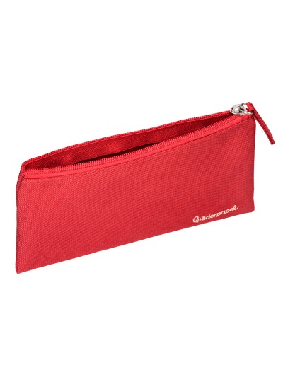Estuche portatodo liderpapel plano ancho una cremallera 200x100 mm rojo