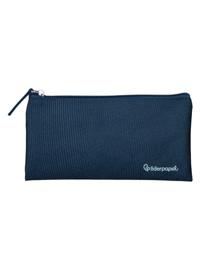 Estuche portatodo liderpapel plano ancho una cremallera 200x100 mm azul marino