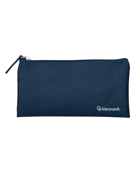 Estuche portatodo liderpapel plano ancho una cremallera 200x100 mm azul marino