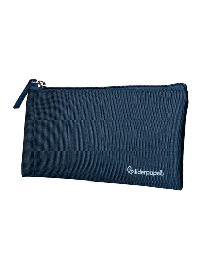 Estuche portatodo liderpapel plano ancho una cremallera 200x100 mm azul marino