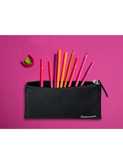 Estuche portatodo liderpapel plano ancho una cremallera 200x100 mm negro