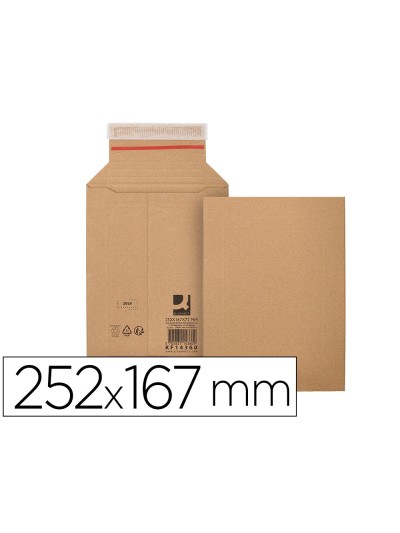 Sobre para envios q-connect carton 100% reciclado y reciclable cierre autoadhesivo252x167x72 mm color kraft