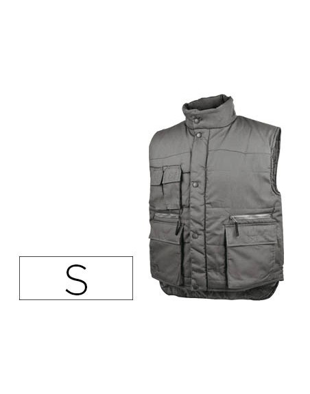 Chaleco deltaplus multibolsillos con cremallera cintura elastica protege riñones gris verde talla s