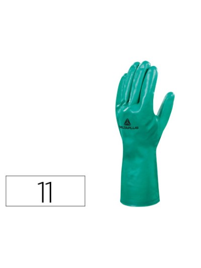 Guantes deltaplus tratado en nitrilo flocado de algodon especial para trabajos con liquidos quimicos talla 11