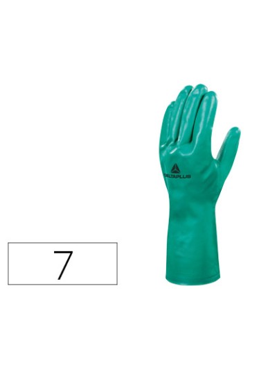 Guantes deltaplus tratado en nitrilo flocado de algodon especial para trabajos con liquidos quimicos talla 7