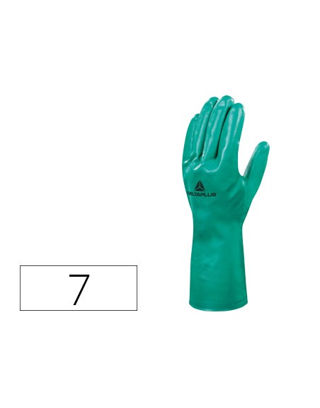Guantes deltaplus tratado en nitrilo flocado de algodon especial para trabajos con liquidos quimicos talla 7