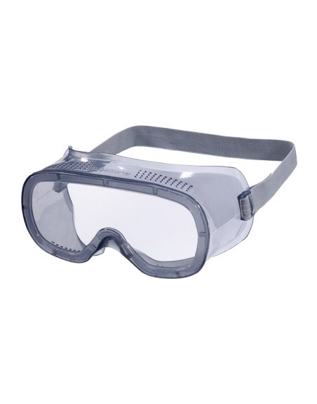 Gafas de proteccion deltaplus panoramicas montura flexible de pvc ventilacion directa talla ajustable color gris