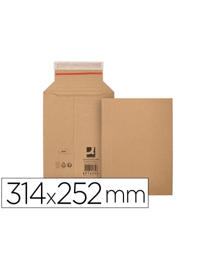 Sobre para envios q-connect carton 100% reciclado y reciclable cierre autoadhesivo314x252x72 mm color kraft