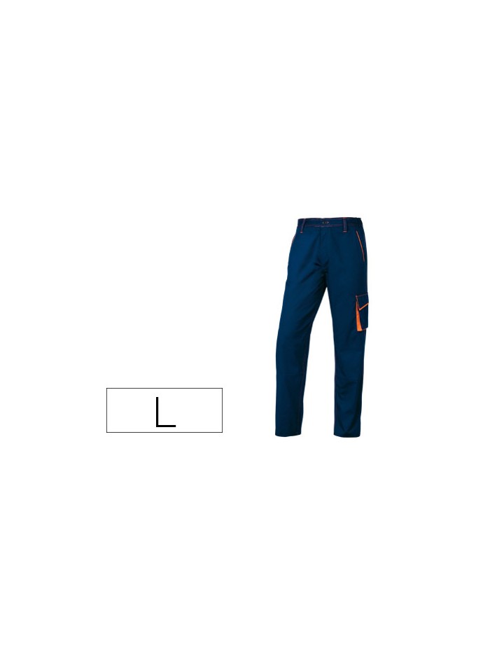 Pantalon de trabajo deltaplus cintura ajustable 5 bolsillos color azul naranja talla l Pantalon de trabajo deltaplus cintura ajustable 5 bolsillos color azul naranja talla l