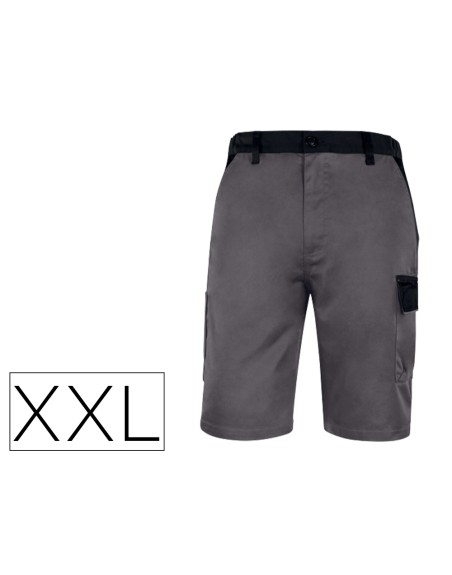 Pantalon de trabajo deltaplus bermuda cintura ajustable 5 bolsillo color gris talla xxl