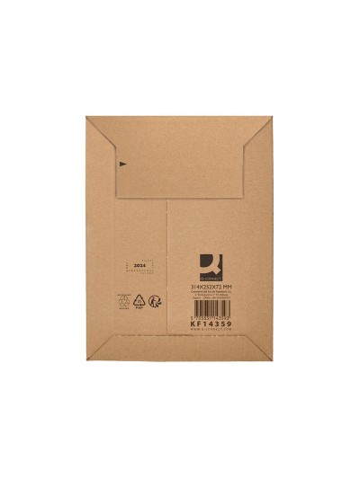 Sobre para envios q-connect carton 100% reciclado y reciclable cierre autoadhesivo314x252x72 mm color kraft