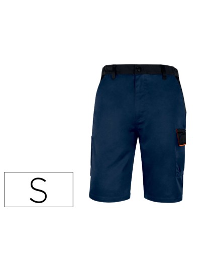 Pantalon de trabajo deltaplus bermuda cintura ajustable 5 bolsillos color azul naranjatalla s