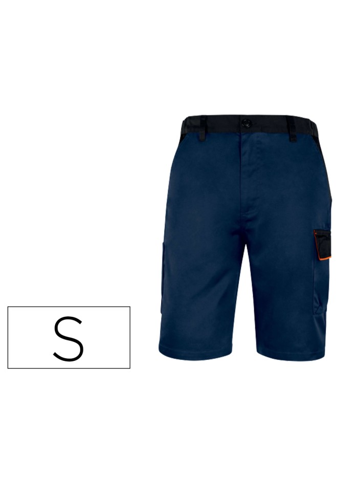 Pantalon de trabajo deltaplus bermuda cintura ajustable 5 bolsillos color azul naranjatalla s Pantalon de trabajo deltaplus bermuda cintura ajustable 5 bolsillos color azul naranjatalla s