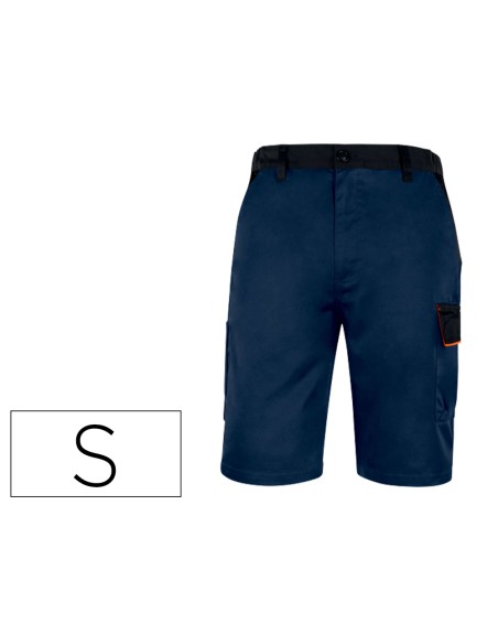 Pantalon de trabajo deltaplus bermuda cintura ajustable 5 bolsillos color azul naranjatalla s