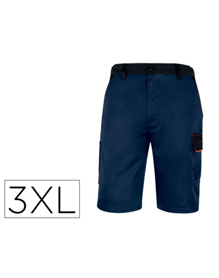 Pantalon de trabajo deltaplus bermuda cinta ajustable 5 bolsillos color azul naranjatalla 3xl