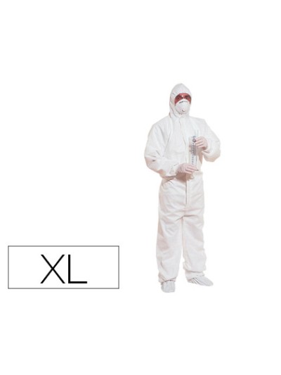 Traje de seguridad deltaplus polipropileno con capucha de un solo uso color blanco talla xl
