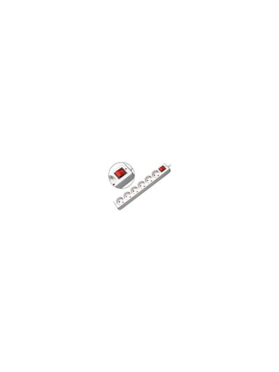 Regleta 6 tomas mediarange con interruptor longitud cable 1,4m color blanco
