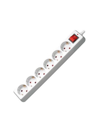 Regleta 6 tomas mediarange con interruptor longitud cable 1,4m color blanco