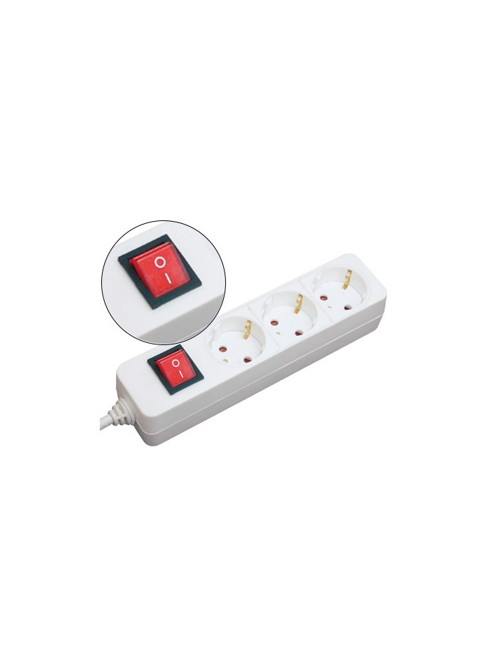 Regleta 3 tomas mediarange blanca con interruptor longitud cable 1,4m Regleta 3 tomas mediarange blanca con interruptor longitud cable 1,4m