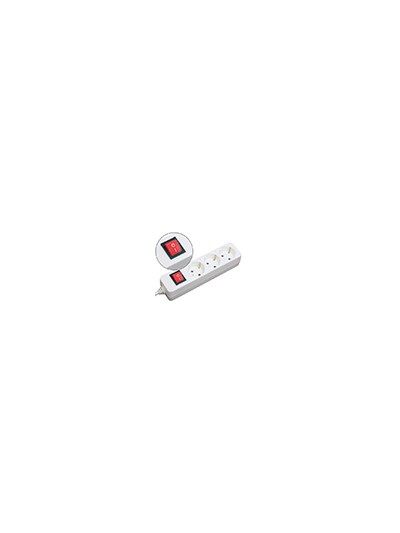 Regleta 3 tomas mediarange blanca con interruptor longitud cable 1,4m
