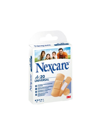 Tira protectora 3m nexcare para heridas y cortes plasticoimpermeable caja de 20 unidades diversos tamaños