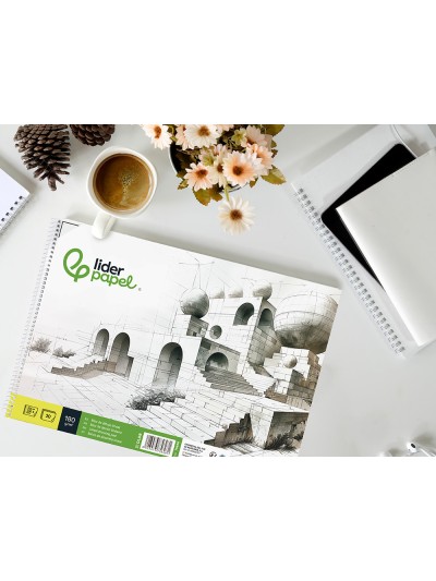 Bloc dibujo liderpapel lineal espiral 230x325mm 20 hojas 180 gr/m2 con recuadro perforado