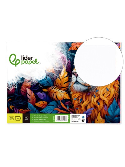 Bloc dibujo liderpapel artistico encolado 230x325mm 20 hojas 180 g/m2 sin recuadro