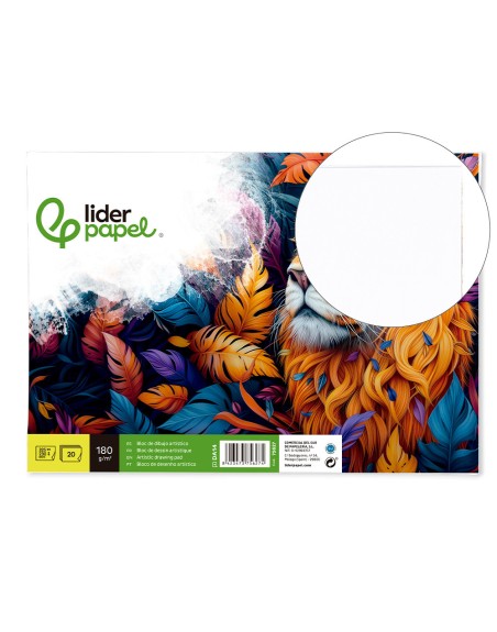 Bloc dibujo liderpapel artistico encolado 230x325mm 20 hojas 180 g/m2 sin recuadro