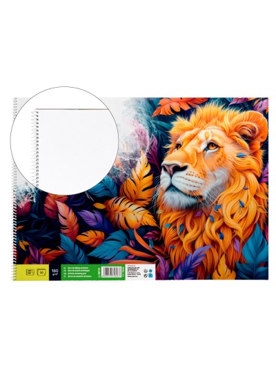 Bloc dibujo liderpapel artistico espiral 460x325mm 20 hojas 180gr/m2 sin recuadro perforado