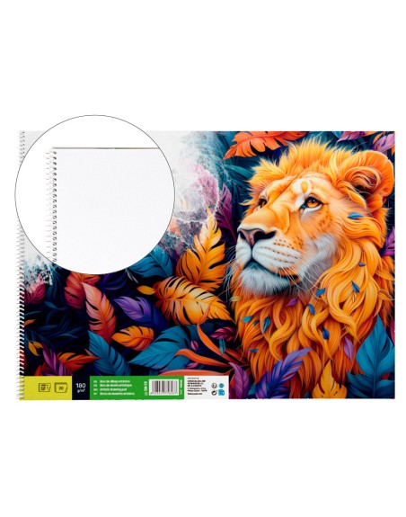 Bloc dibujo liderpapel artistico espiral 460x325mm 20 hojas 180gr/m2 sin recuadro perforado