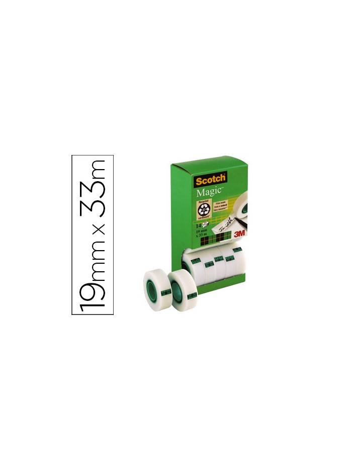 Cinta adhesiva scotch magic invisible 33 mt x 19 mm pack de 14 unidades Cinta adhesiva scotch magic invisible 33 mt x 19 mm pack de 14 unidades