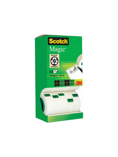 Cinta adhesiva scotch magic invisible 33 mt x 19 mm pack de 14 unidades