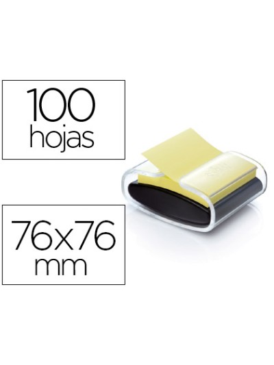 Soporte bloc de notas adhesivas quita y pon post-it super sticky z notes color negro con 1 bloc 76x76 mm