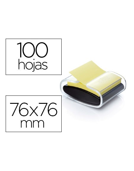 Soporte bloc de notas adhesivas quita y pon post-it super sticky z notes color negro con 1 bloc 76x76 mm