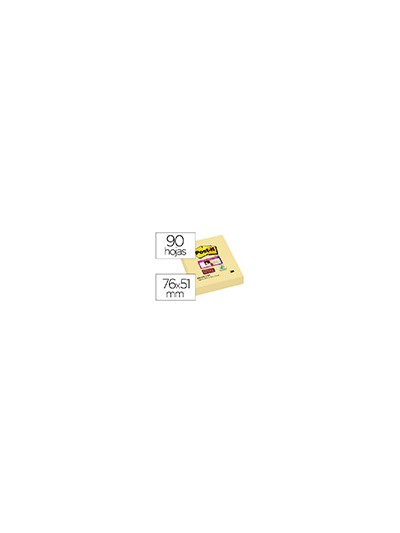 Bloc de notas adhesivas quita y pon post-it super sticky 51x78 mm con 90 hojas amarillo canario