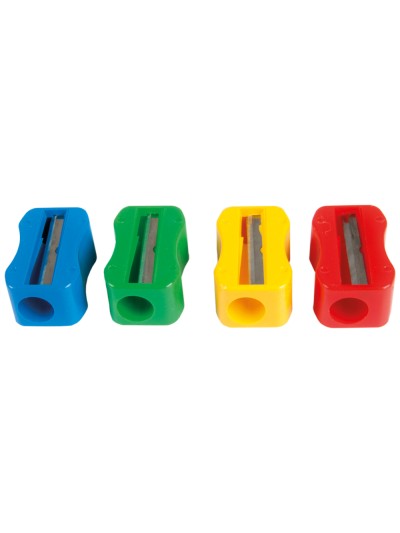 Sacapuntas m+r de plastico 1 uso sin tornillo forma rectangular ergonomica