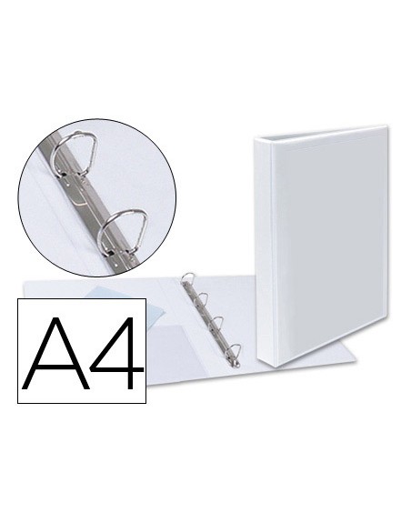 Carpeta canguro 4 anillas mixtas 25mm esselte a4 plastico blanca