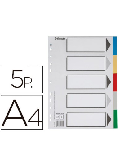 Separador esselte plastico juego de 5 separadores din a4 con 5 colores multitaladro