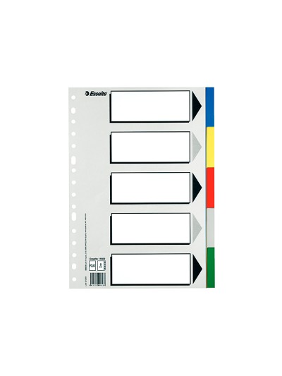 Separador esselte plastico juego de 5 separadores din a4 con 5 colores multitaladro