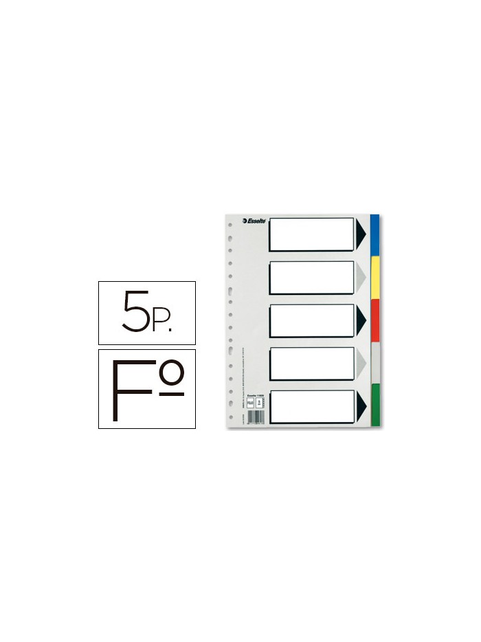 Separador esselte plastico juego de 5 separadores folio con 5 colores multitaladro Separador esselte plastico juego de 5 separadores folio con 5 colores multitaladro