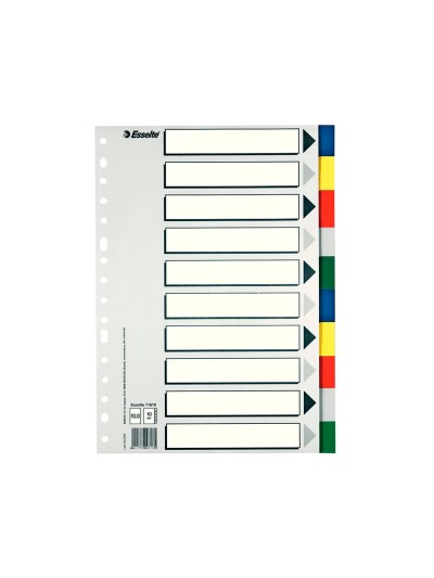 Separador esselte plastico juego de 10 separadores folio con 5 colores multitaladro