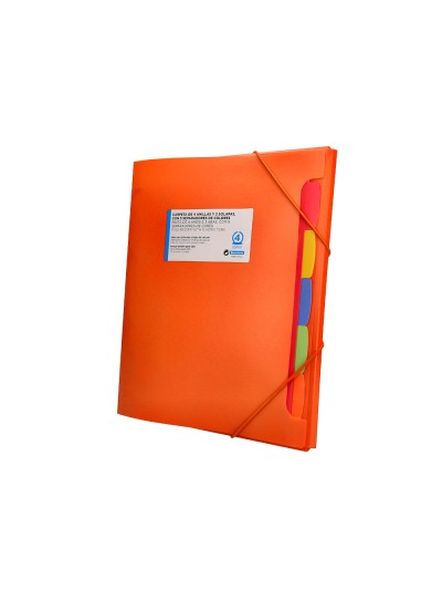 Carpeta beautone 4 anillas 25 mm con 5 separadores 3 solapas cierre gomas polipropileno din a4 color naranja