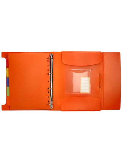 Carpeta beautone 4 anillas 25 mm con 5 separadores 3 solapas cierre gomas polipropileno din a4 color naranja