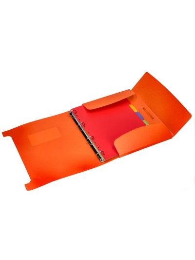 Carpeta beautone 4 anillas 25 mm con 5 separadores 3 solapas cierre gomas polipropileno din a4 color naranja