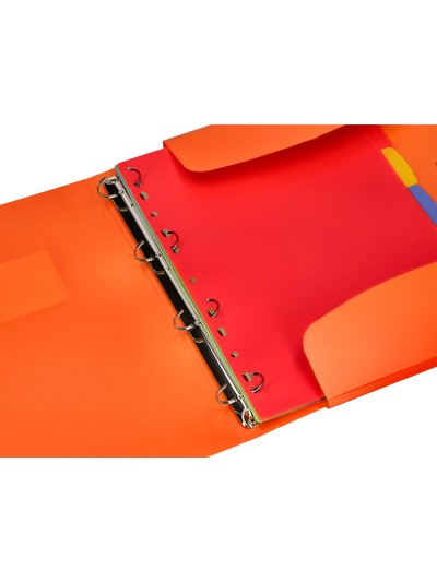Carpeta beautone 4 anillas 25 mm con 5 separadores 3 solapas cierre gomas polipropileno din a4 color naranja
